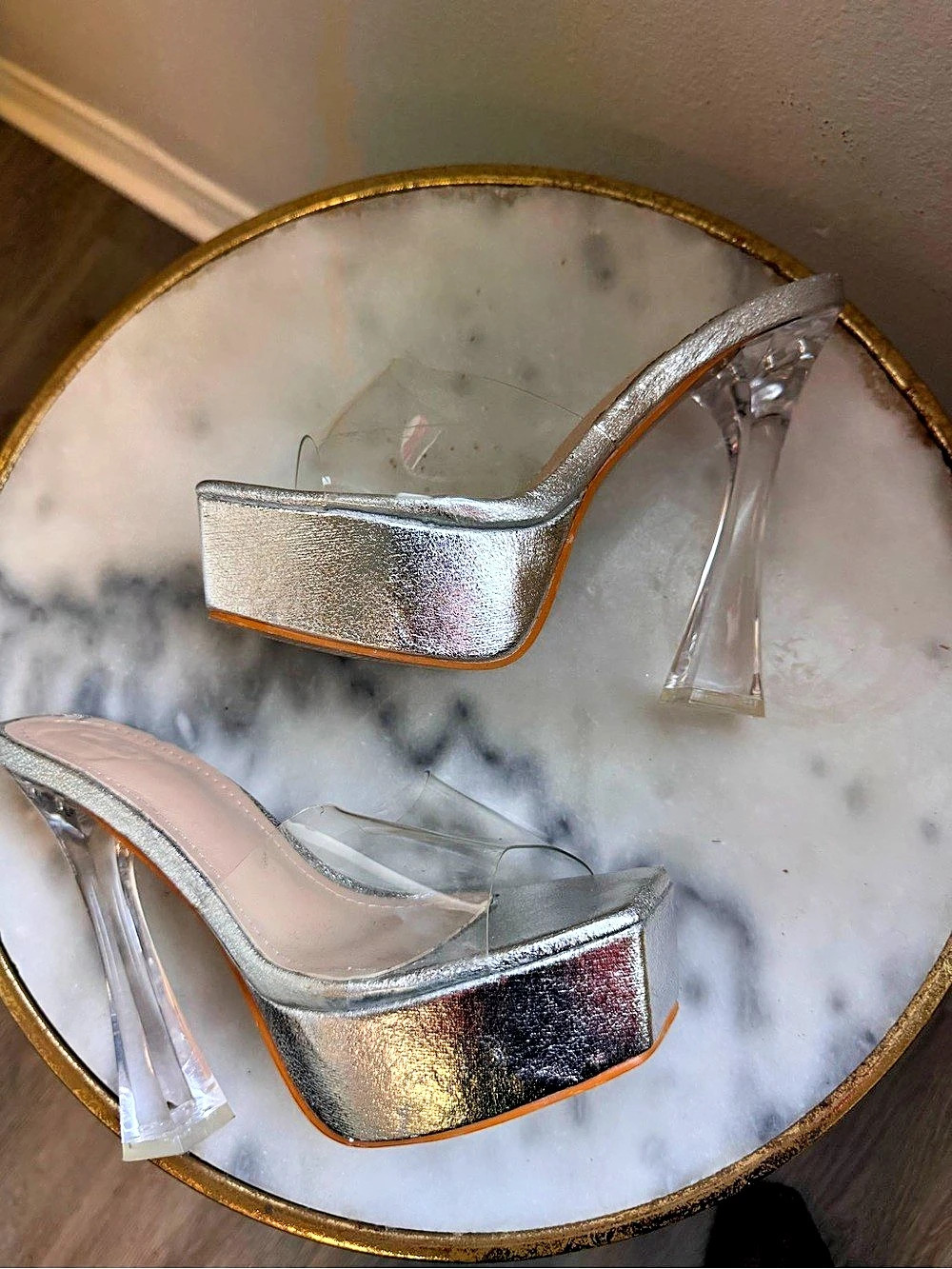 Silver Platform Mules